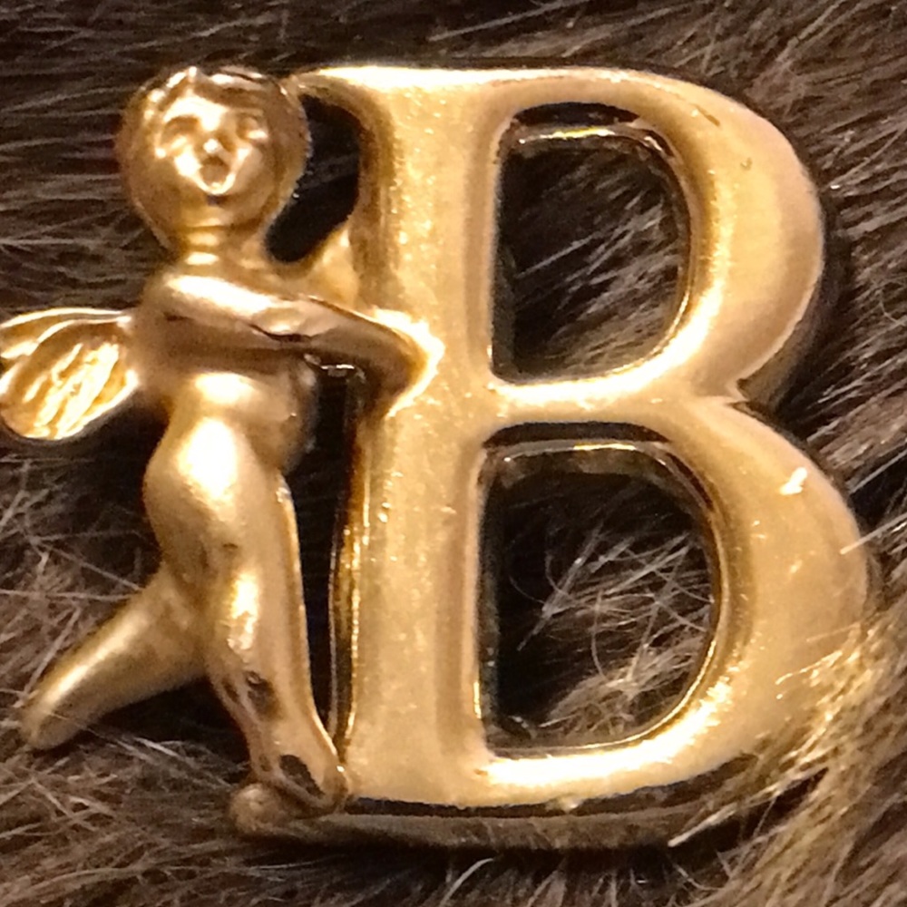 Vintage Luca Razza signed gold tone angel pin